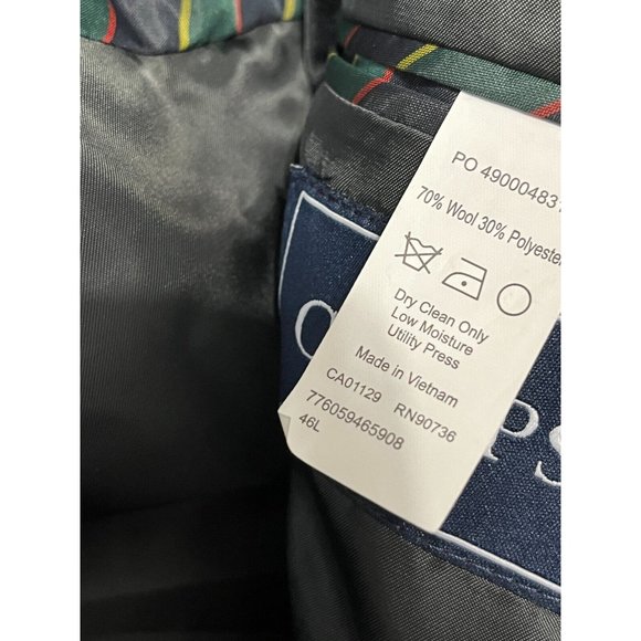 Chaps Ralph Lauren Mens Blazer Jacket Size 46L Blue Wool Pinstriped Sport Coat - Picture 6 of 7
